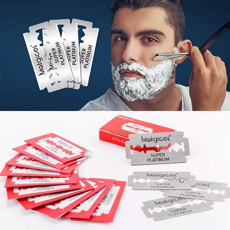10-200 PCS Super Platinum Ultra Sharp Double Edge Cut Throat Barber Razor Blades- Precision Sharpness for Barbers & Home Shaving - Universal Compatibility