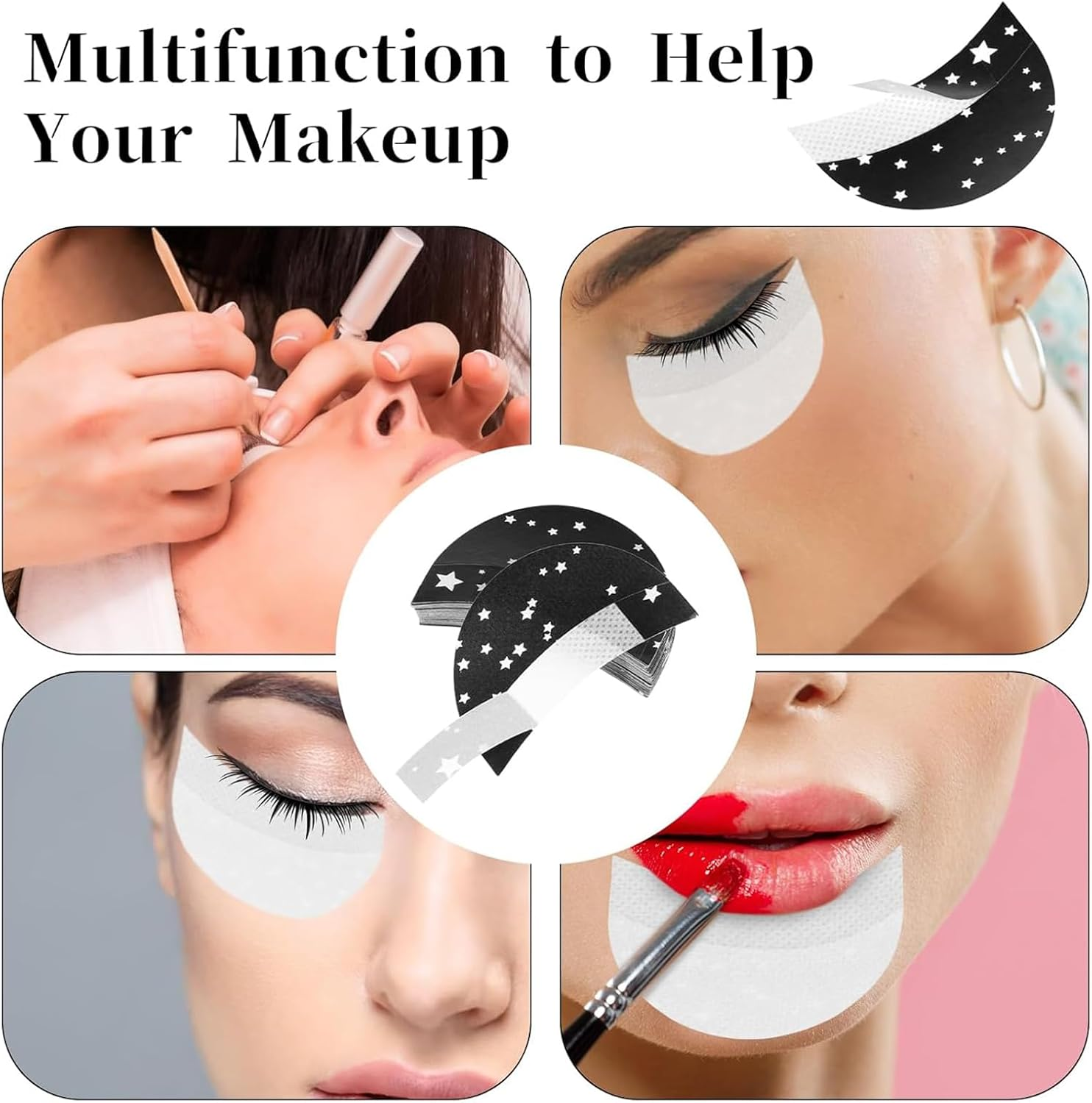 Kzvsiy 100 Pcs Eyeshadow Shields, Lint-Free Eye Makeup Pads, Professional Eyeshadow Stickers for Eyelash Extensions, Eyeliner, Lipstick, and Preventing Makeup Residue image number 5