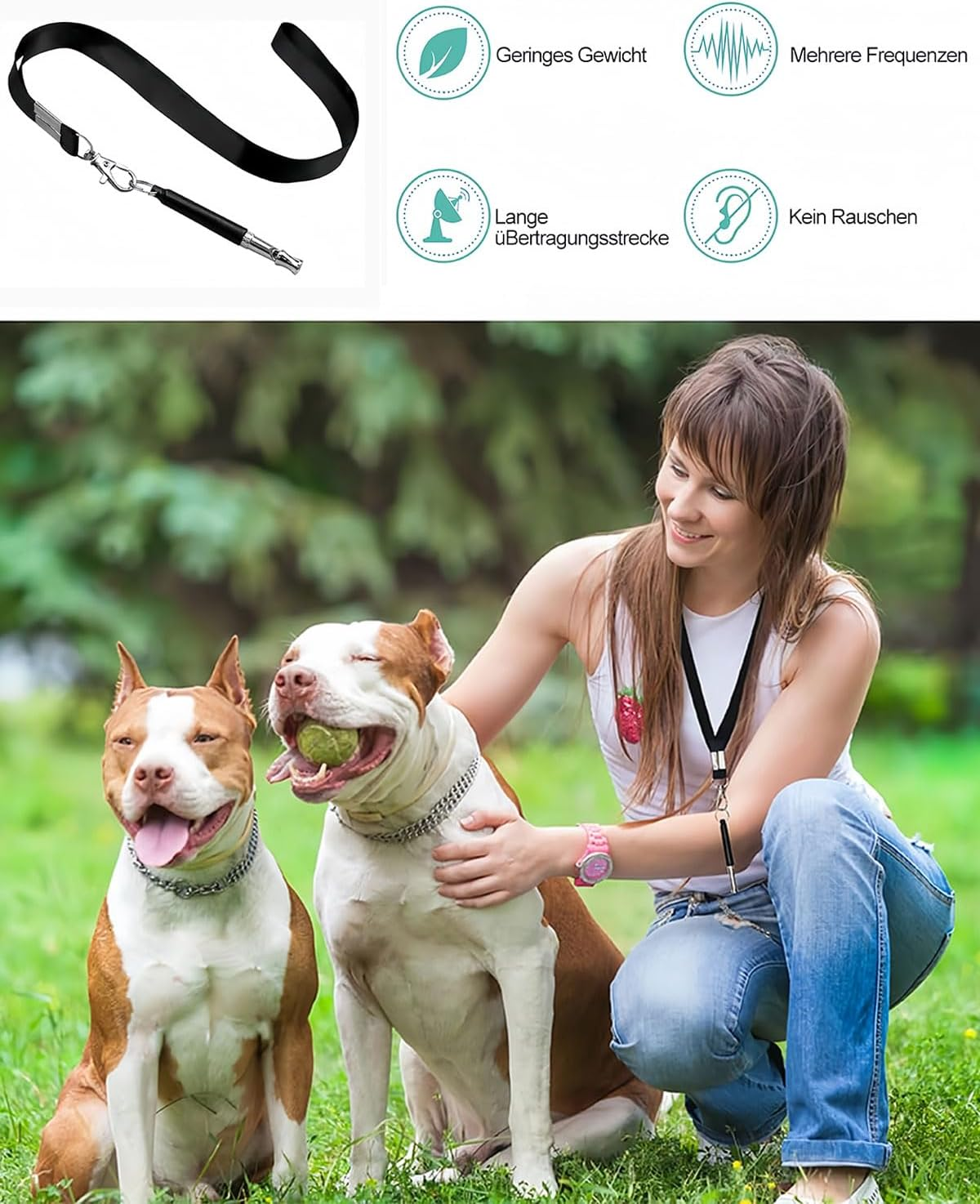 AORHOFJ 2 Pack Dog Whistle against Barking, Used for the Back Call, Dog Whistle against Barking, Dog Whistle High Frequency Silent, Adjustable Dog Whistle against Barking, with Lanyard image number 5