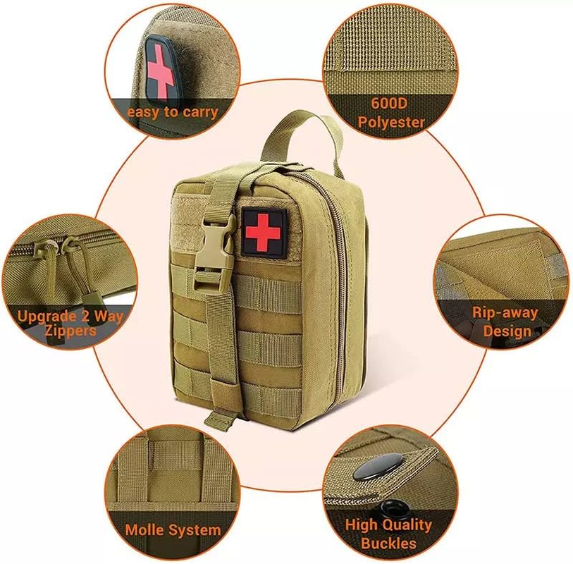 AIMALL Tactical MOLLE Rip Away EMT IFAK Medical Pouch First Aid Kit Utility Bag - Durable 1000D Nylon IFAK Utility Bag for Emergency Medical Supplies - Black image number 5