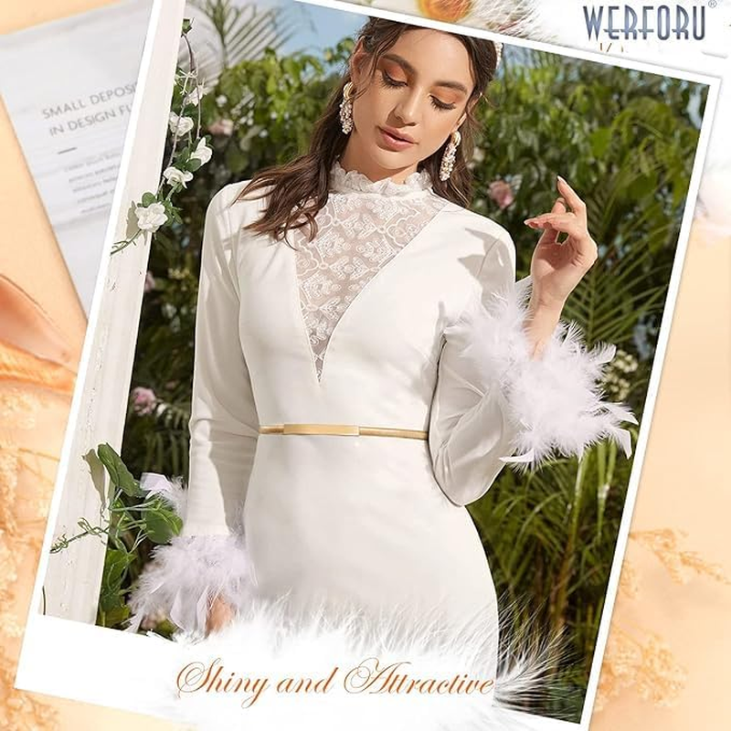 Women'S Tight Metal Belt Elastic Chain Belt Thin Waist Belt, Elastic Belt Dress, Metal Chain Belt Dress image number 1