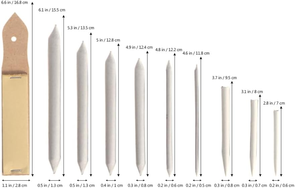 TEHAUX 12Pcs Blending Stumps Set, Sketch Drawing Tools Blending Sticks Pencil Kit Paper Art Blenders for Student Artist Charcoal Sketch Drawing Accessories image number 2