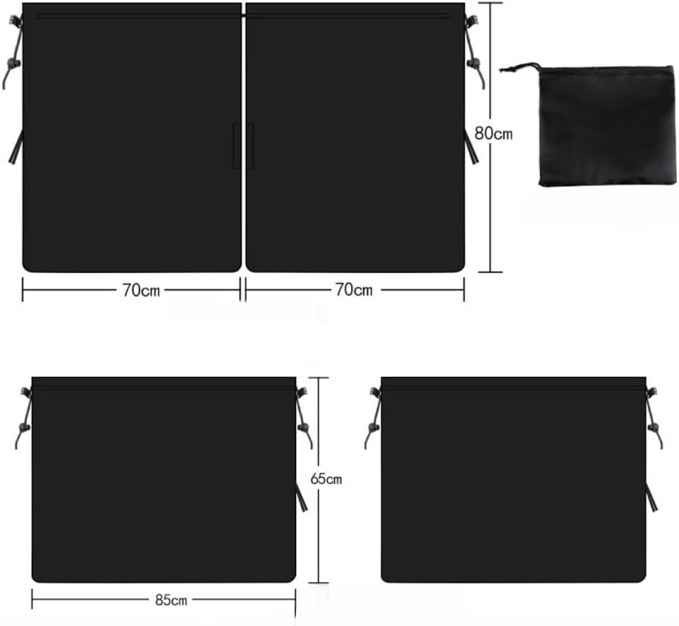 HIDOSNG Set of 3 Car Window Shades, 1 Rear Seat Divider Curtain & 2 Rear Side Window Curtains, 99% Light Blocking Car Curtains, Wide Sedan SUV Sunshade Window Covers for Kids Baby Travel Camping Nap image number 2