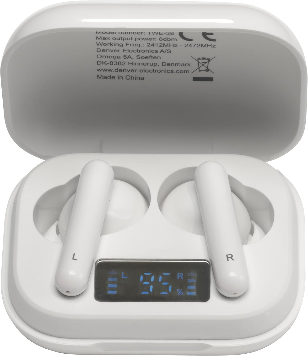 Denver TWE-38 Bluetooth Earbuds, White, 3.70 X 4.50 X 6.70 Cm