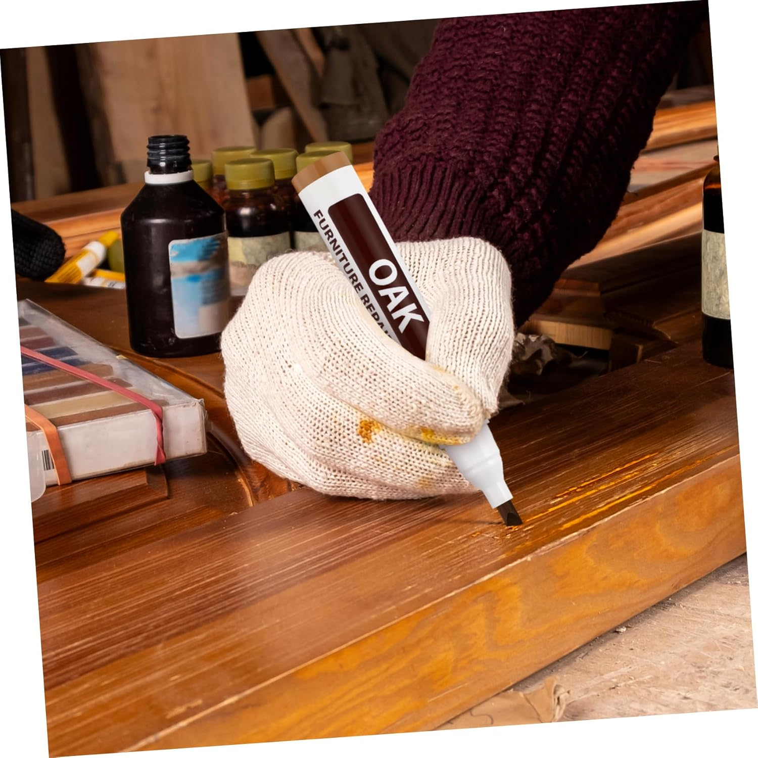 STOBOK 6Pcs Furniture Touch up Markers Wood Grain Repair Pens for Concealing Scratches and Blemishes Wooden Surfaces Quick-Drying Easy to Use Colors image number 3