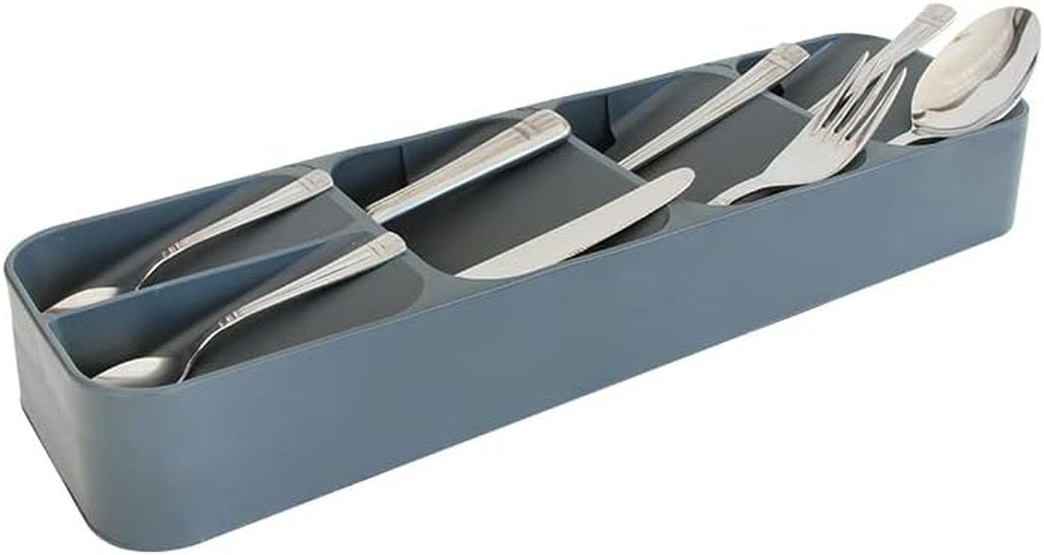 BOAA Fresh Cutlery Organiser for Kitchen Drawer, Cutlery Tray, Organiser System, Kitchen Drawer Organiser, Kitchen Storage (5 Compartments, Grey) image number 6