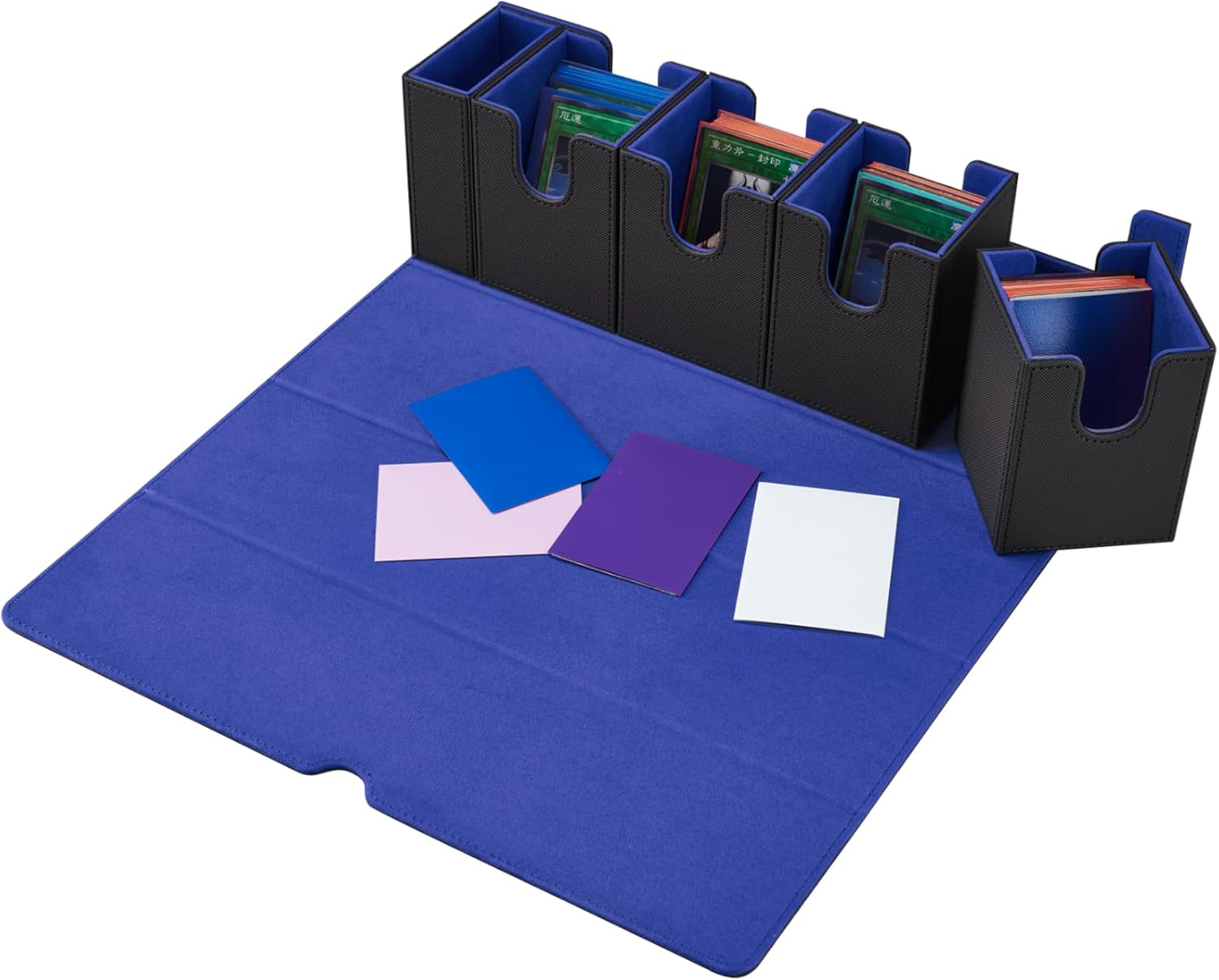 Card Deck Box for MTG, 5 in 1 Commander Deck Box Magic the Gathering Deck Box Trading Card Deck Storage Box Holding 400+ Unsleeved Cards Strong Magnet Yugioh Deck Box (Black and Red)