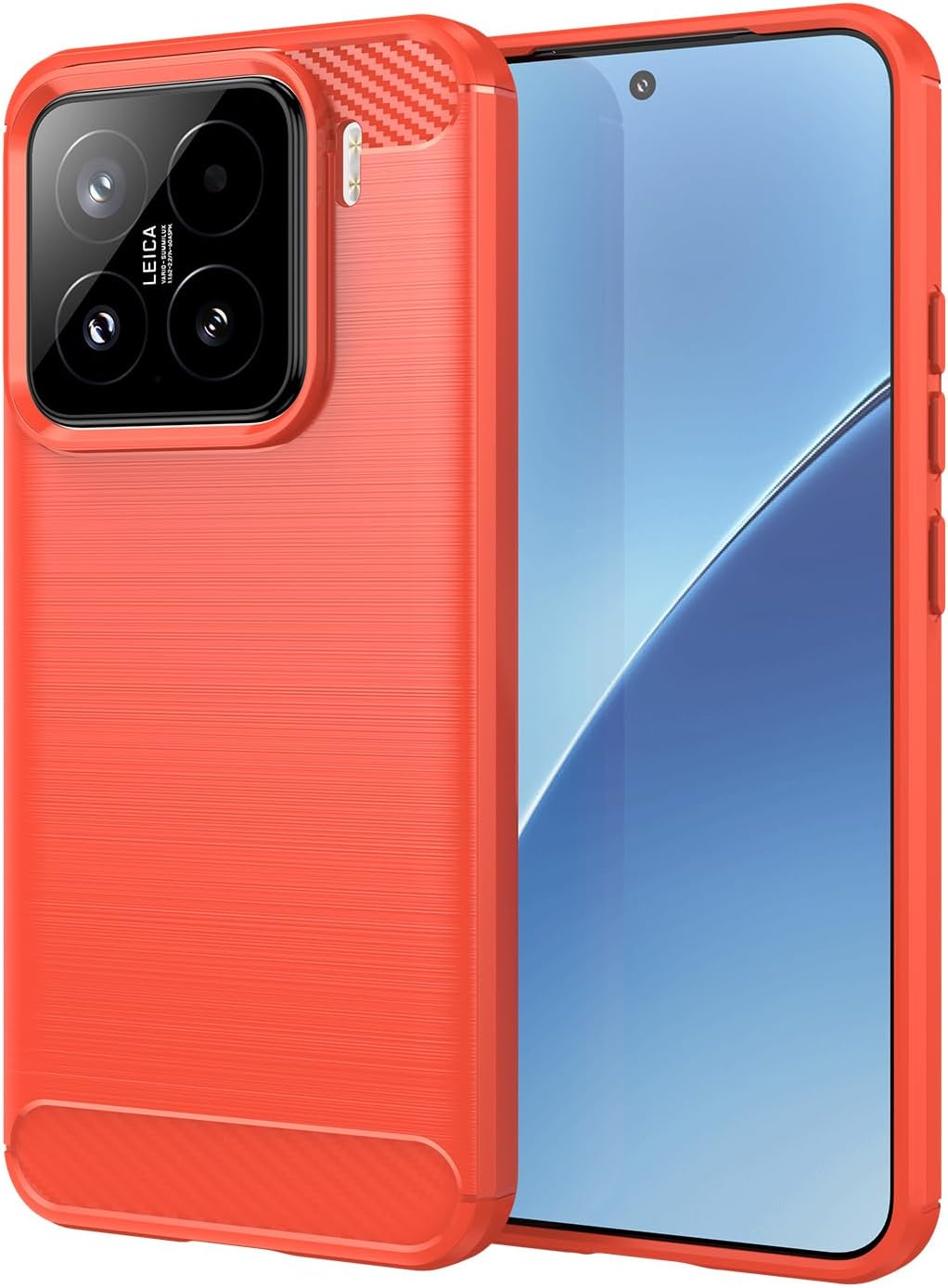 Case Made for Xiaomi 15 Case, Carbon Fiber Texture Design Cover Anti-Scratch Shock Absorption Case for Xiaomi 15 Case (2024) (Red)