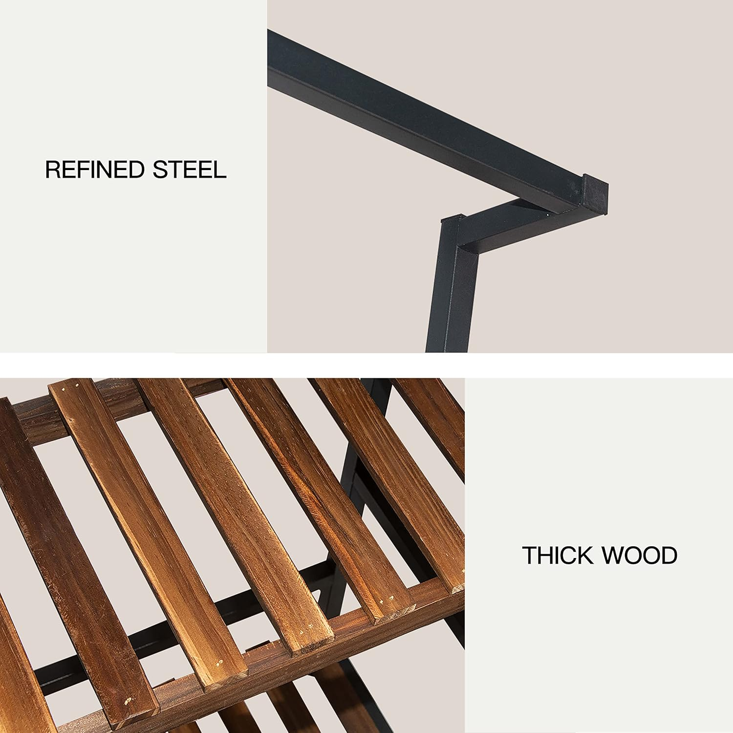 Ikare 3-Tier Heavy Duty Metal Plant Stand, 68 Inch Tall Flower Pot Shelf with Grid Panel, Multi-Tier Organizer Rack for Indoor Outdoor Use in Living Room, Garden, Balcony image number 5