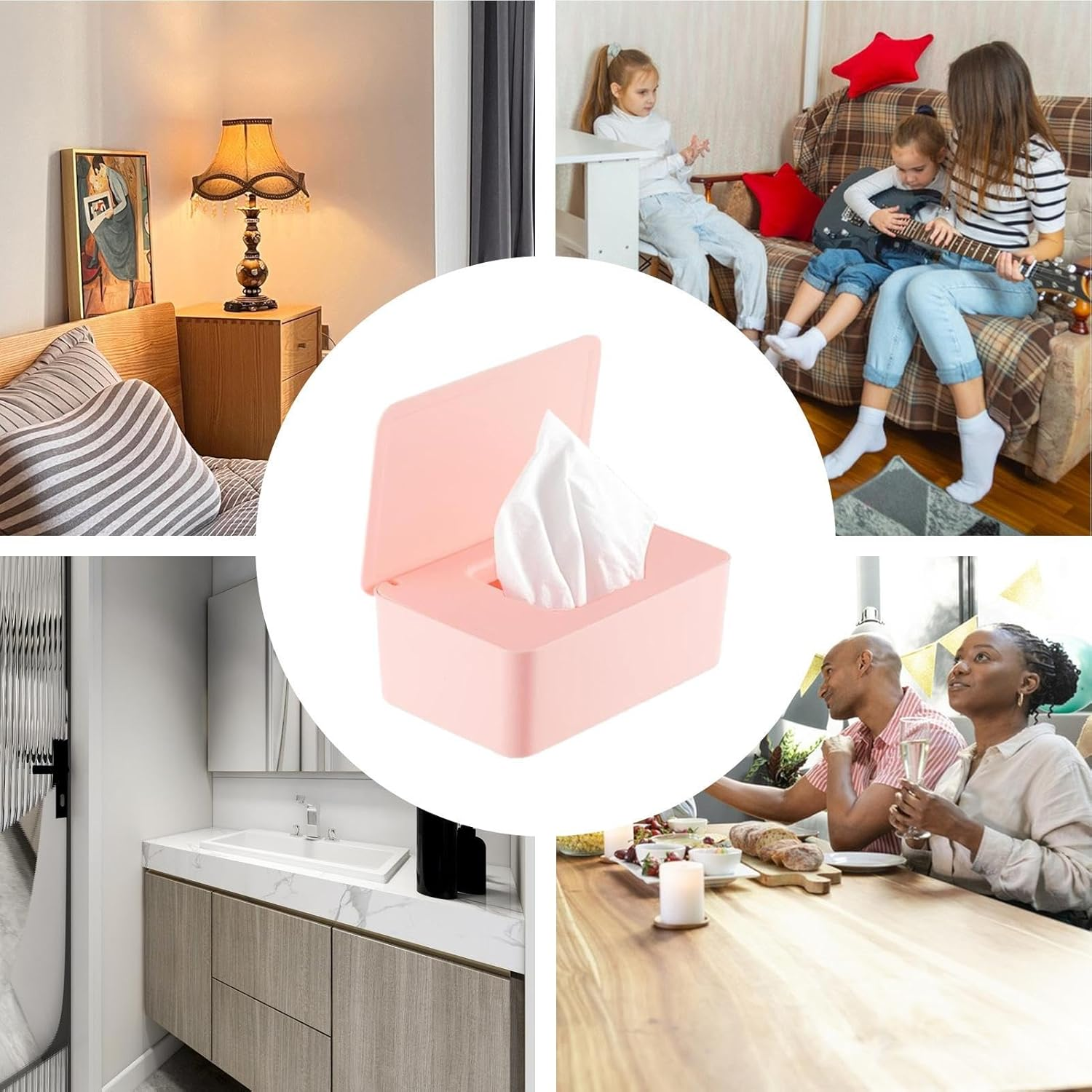 Wet Wipes Dispenser | Baby Wipe Holder | Reusable Tissue Storage Box for Car Counter Living Room Restaurant Home Nursery Bedroom Bathroom Toilet image number 2