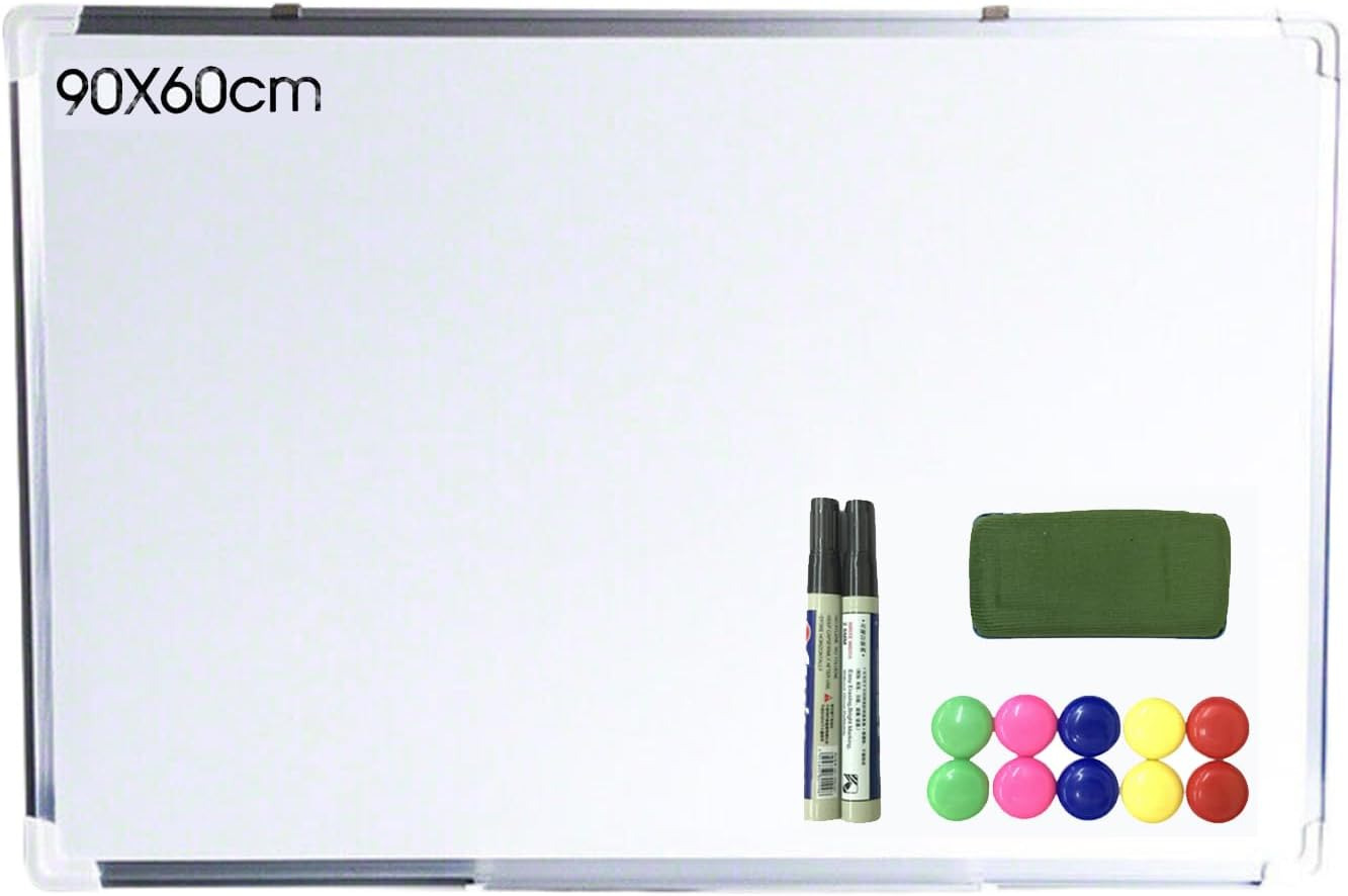 Leona Co Magnetic Dry Erase Board, Wall Mounted Whiteboard, 90 X 60 Cm, Lightweight Portable White Board, Wall Mounted Board for Kids, Home, Office, School with Marker & Eraser & Magnet Buttons image number 1