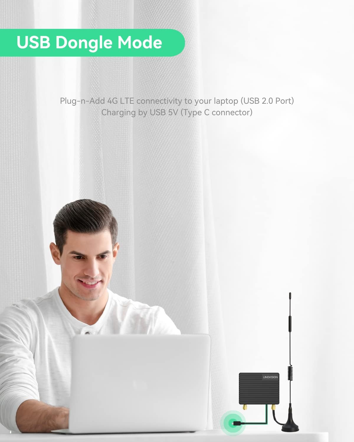 LINOVISION Mini Industrial 4G LTE Router with Low Power Consumption, GPS, RS232/RS485, DI/DO, USB Dongle Mode for Computer, Cellular Router for Vending Machine, Vehicles, Robots with Solar Battery image number 5