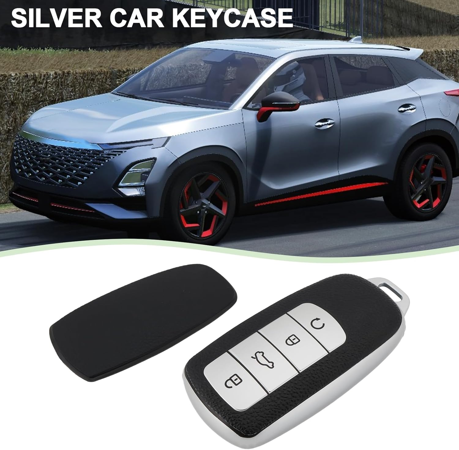 SING F LTD 2Pcs Car Smart Key Fob Case Soft TPU Remote Key Fob Cover Car Key Fob Protector Compatible with Chery Omoda 5 Compatible with Tiggo 8 Pro 8 Plus, Silver image number 2