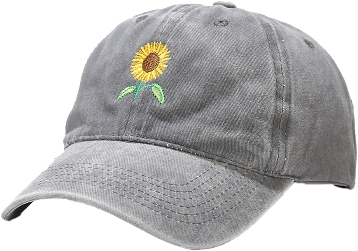 Yolrdiw Women'S Sunflowers Embroidered Baseball Cap Vintage Adjustable Outdoor Dad Hat