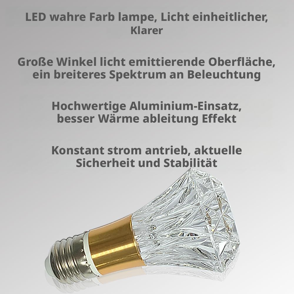 Linqzxz Acrylic Crystal Light Bulb 5W Edison Screw 85-265V, Warm Light 3000K, E27 Base Professional Decorative Bulb (1 Piece E27-B009) image number 5