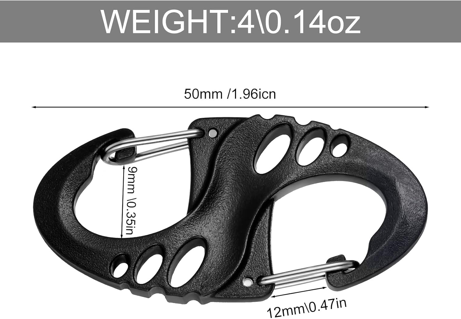 20 Pieces Small Plastic Keychains Clip 1.96 Inch/ 50 Mm Double S Biner Clips Mini Snap Hooks Keychain Buckle Tool image number 4