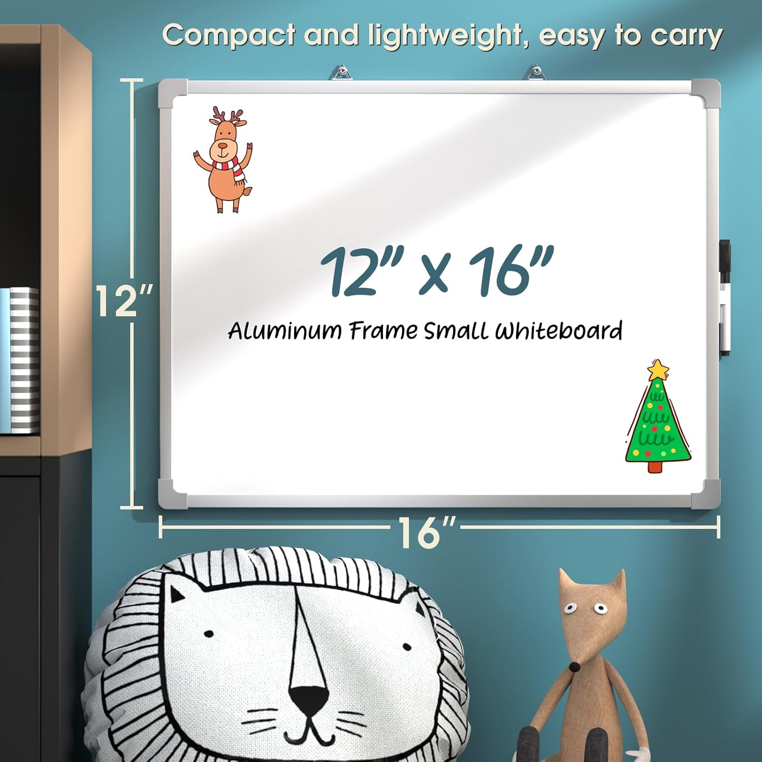 Maxgear Dry Erase Board for Wall, Aluminum Frame 16" X 12", Double-Sided Magnetic White Board Dry Erase, Small Hanging Whiteboard, Portable for Planning Drawing Memo to Do List School Home Office image number 2