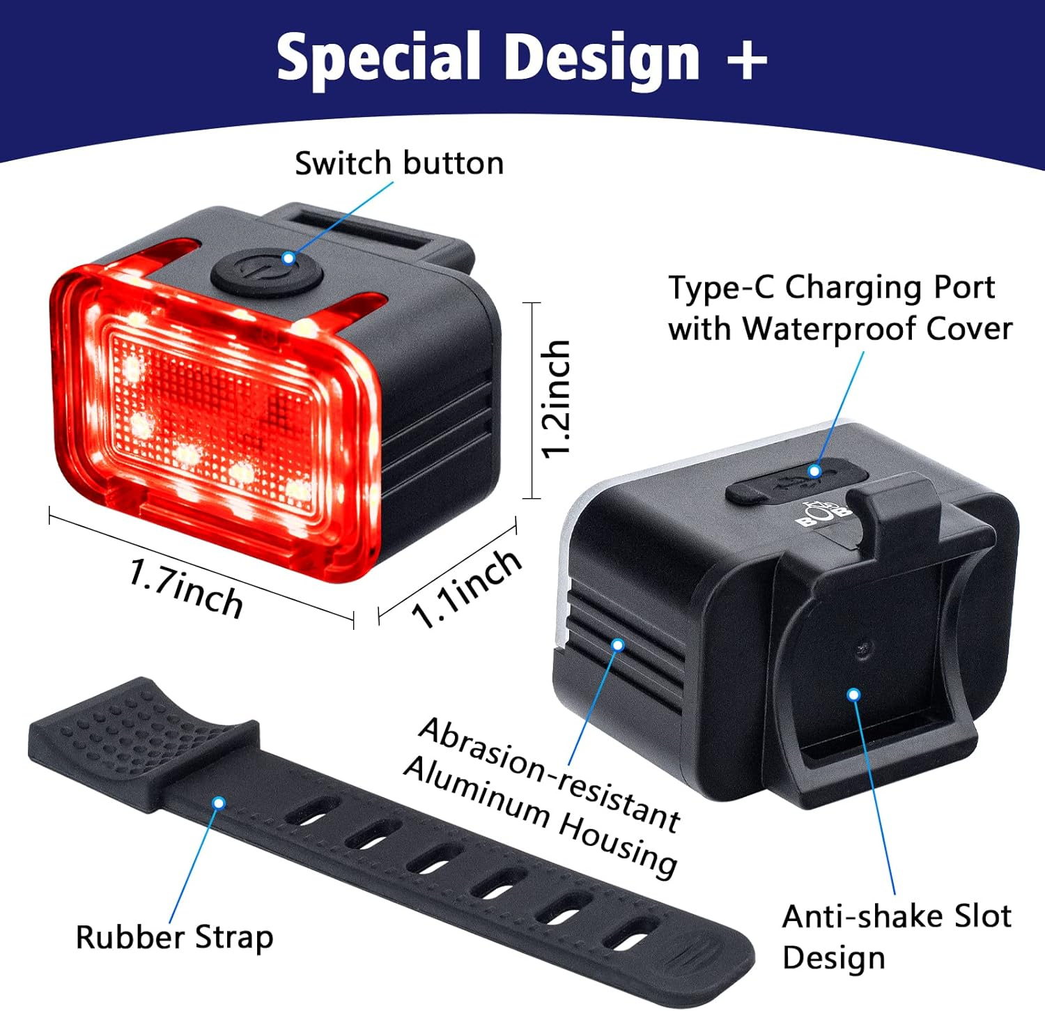 Powerful Rechargeable Bike Light Set - Smart Multi-Modes Ultra Bright Bicycle Front and Rear Lights with Spot & Flood Beams, Waterproof Headlight Taillight Set for Mountain, Road, Kids & City Bicycles image number 4