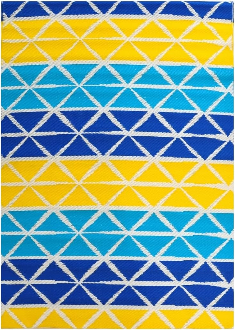 Rug Club Alfresco 2685 Reversible Outdoor Chatai Rug, 120 Cm X 170 Cm Size, Aqua Yellow