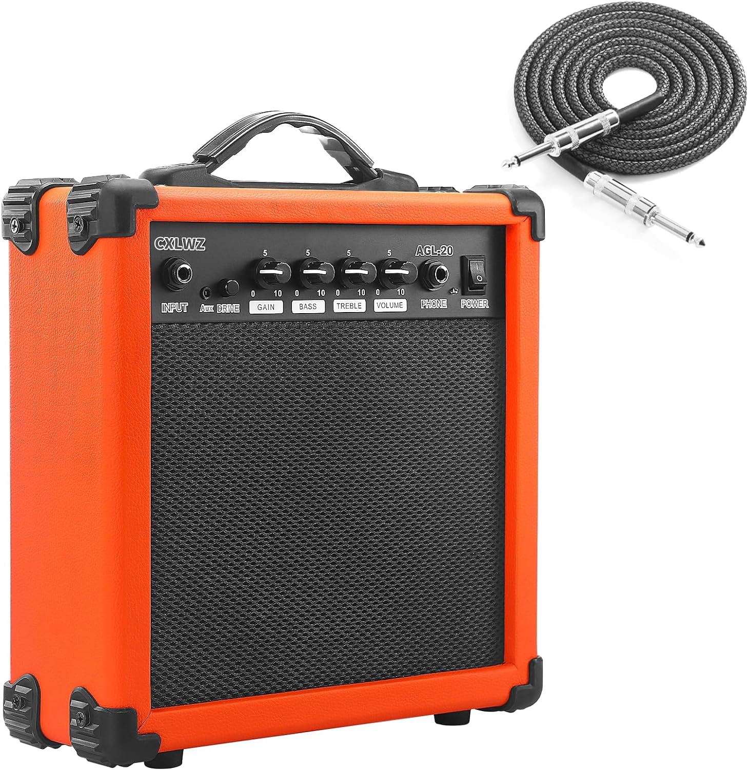 CXLWZ Electric Guitar Amp 20 Watt Amplifier Portable Amp with Headphone Input Gain Powe Including Professional Noise Reduction Cable （Orange） image number 1