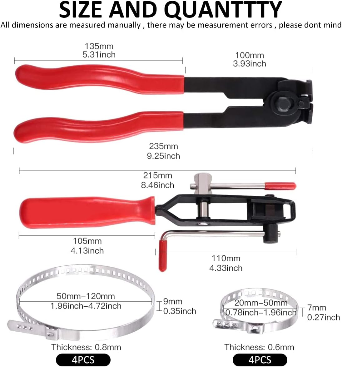 10Pcs CV Boot Clamps Pliers Kit, Ear Boot Tie Pliers,Stainless Steel Universal Adjustable AXLE CV Joint Boot Crimp Clamp Kit,Hose Axle Plier CV Clamp Tool CV Joint Banding Tools image number 4