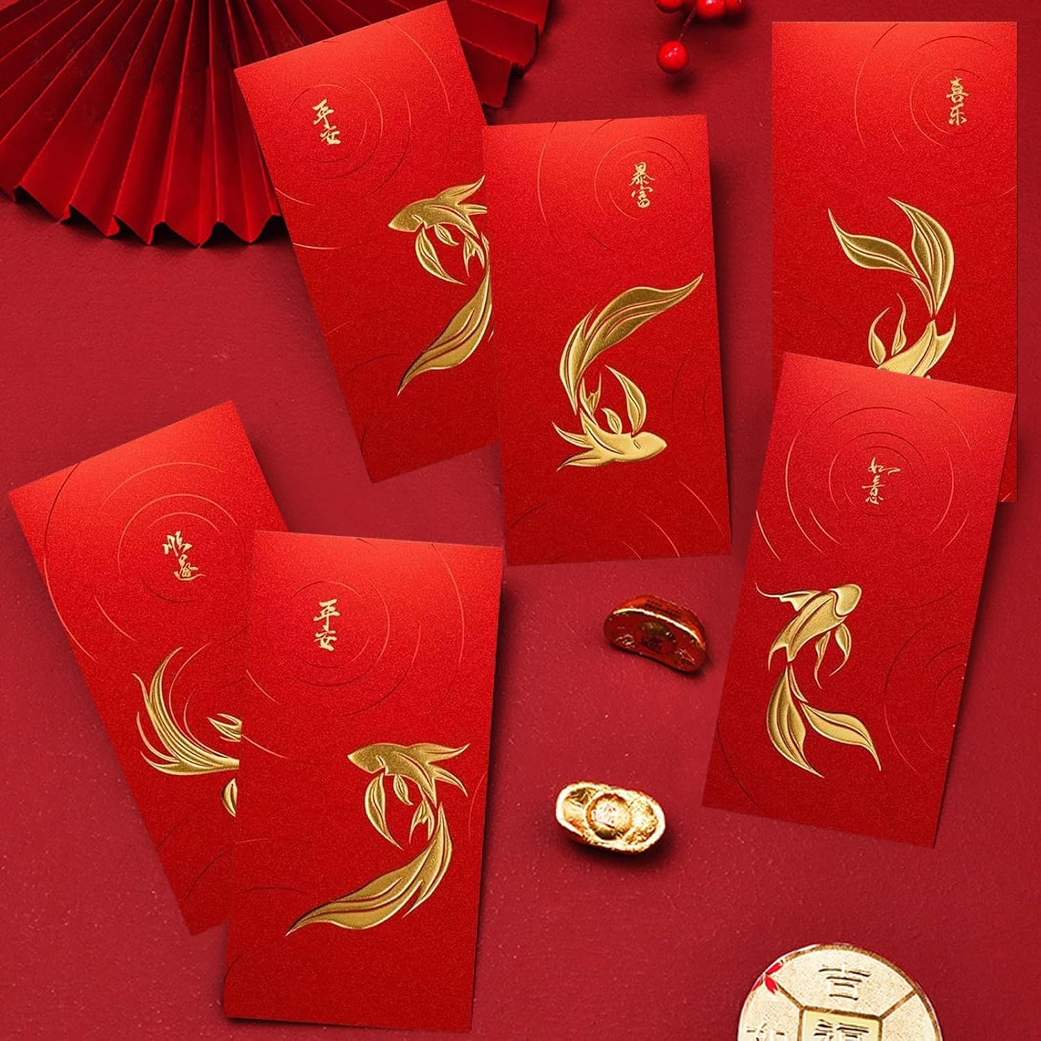 Chinese New Year Red Envelopes, 12 Pieces, Lucky Money Packets, Hong Bao for Spring Festival image number 3