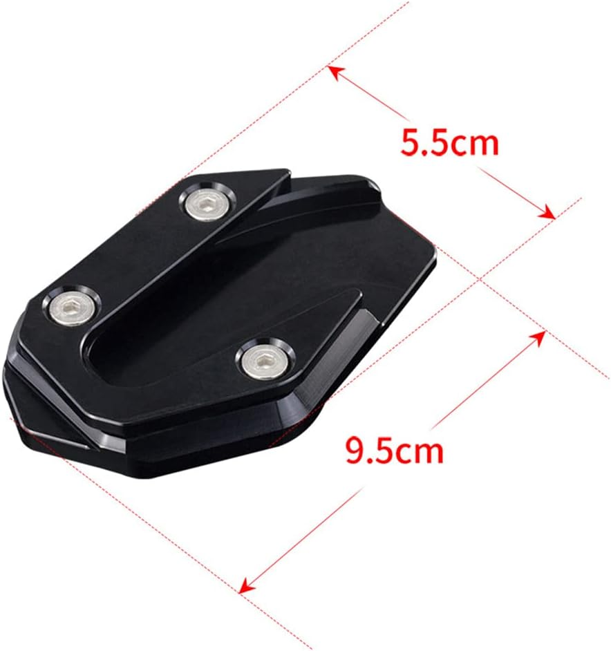 ESPEEDMTC for YAMAHA YZF-R3 2015-2020 Modified Side Stand Enlarger Plate Kickstand CNC Aluminum Alloy Enlarge Extension Accessories (Black)