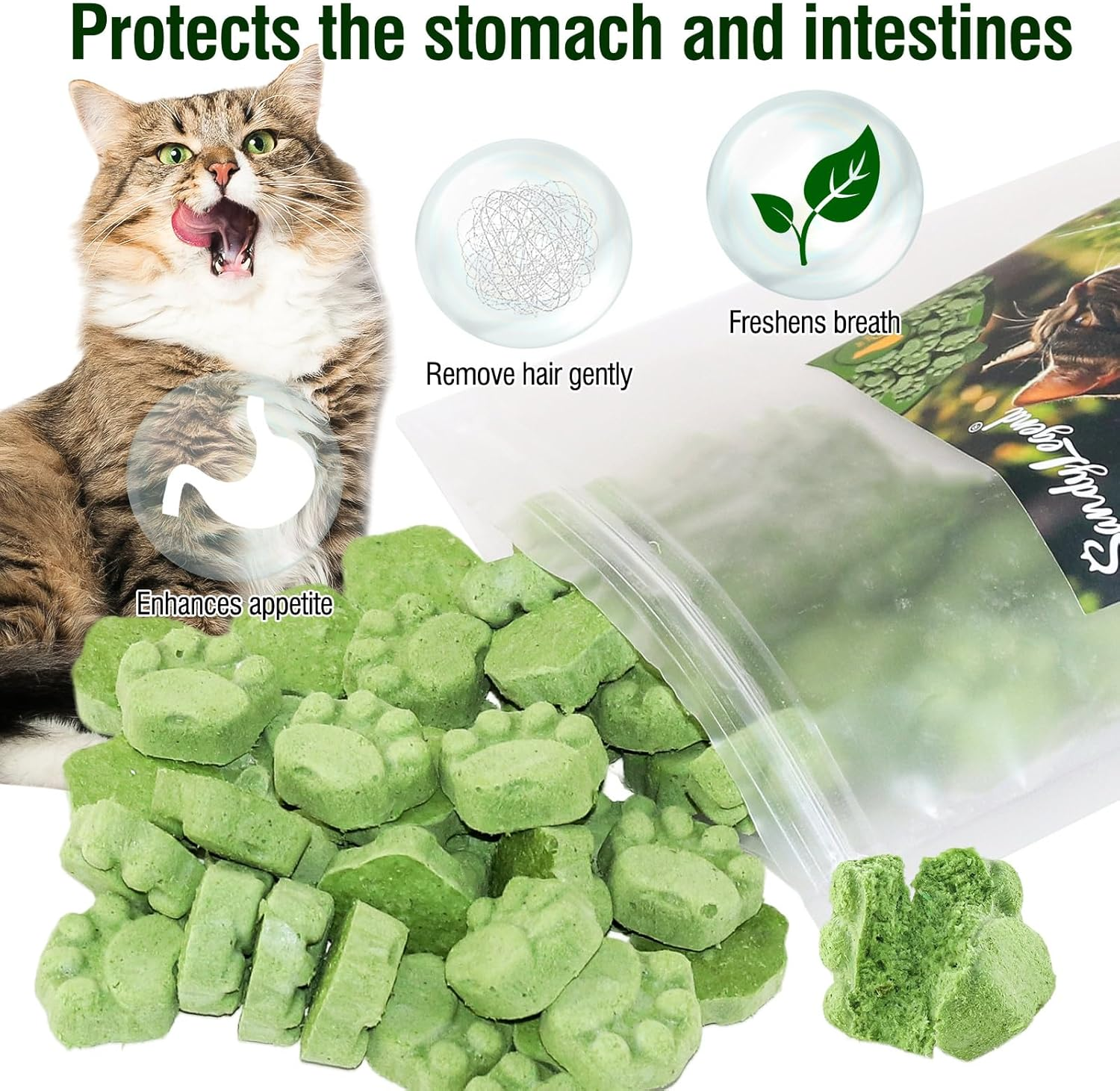 Cat Grass Teething Sticks, 50G Edible Freezed Drying Cat Grass Treats, Cats Snack for Hairball Removal and Dental Care image number 3