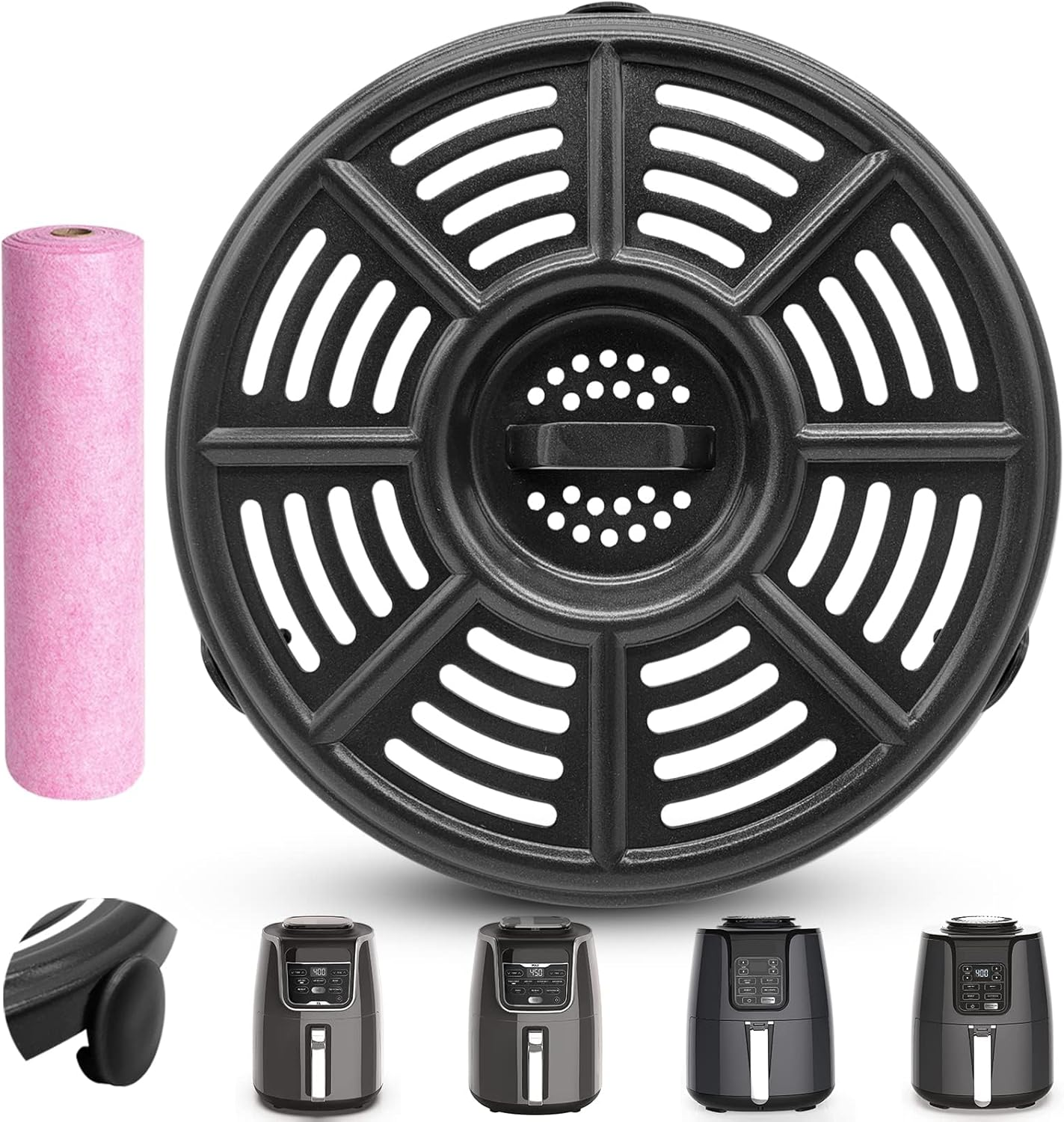 Air Fryer Accessories for Ninja AF101 AF161 AF150 Air Fryer, 8.2'' round Food Grade Air Fryer Grill Pan Grill Plate Crisper Plate Replacement Parts Tray Rack image number 6