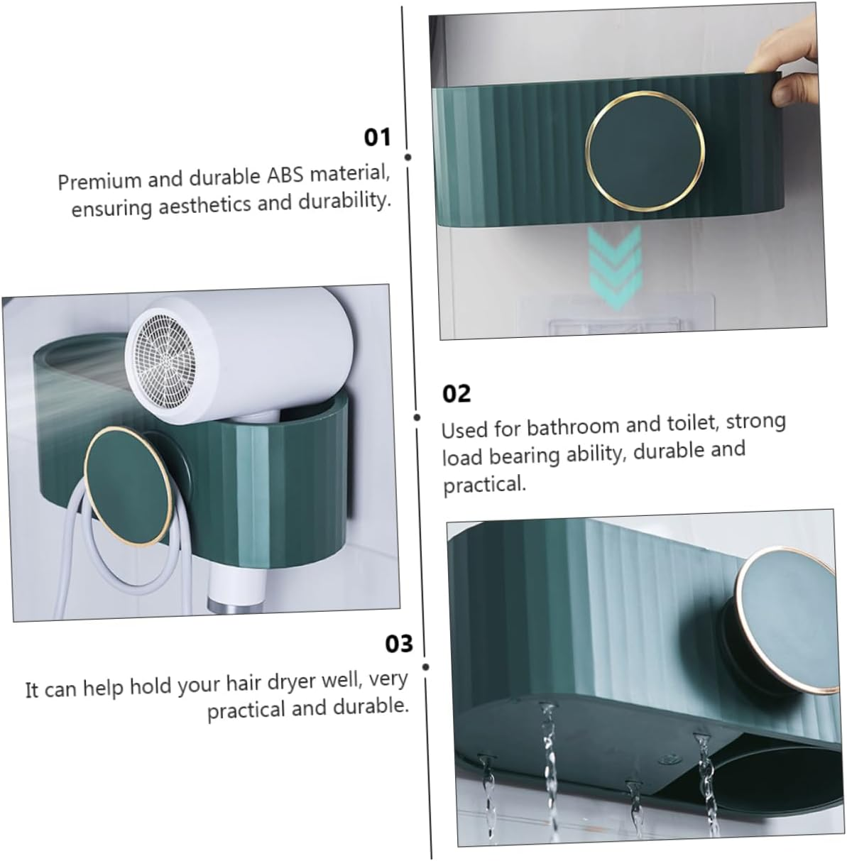 Punch-Free Hair Dryer Storage Rack Creative Wall-Mounted ABS Holder for Bathroom Organizing and Home Decoration image number 1