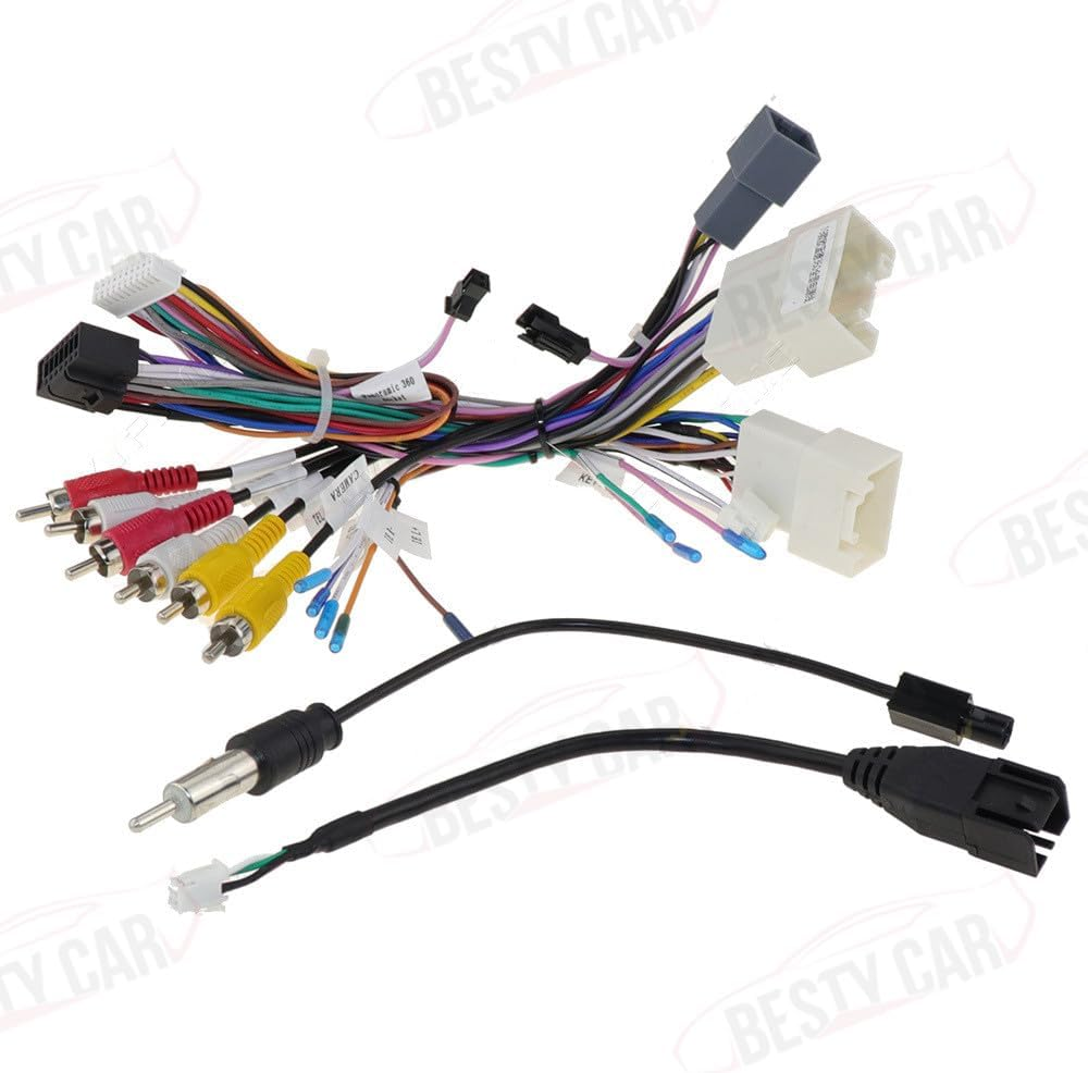 Bestycar 16Pin Car Stereo Wiring Harness Adapter with Canbus Box for Mitsubishi Outlander Pajero Support OEM Rockford Amplifier Camera SWC USB