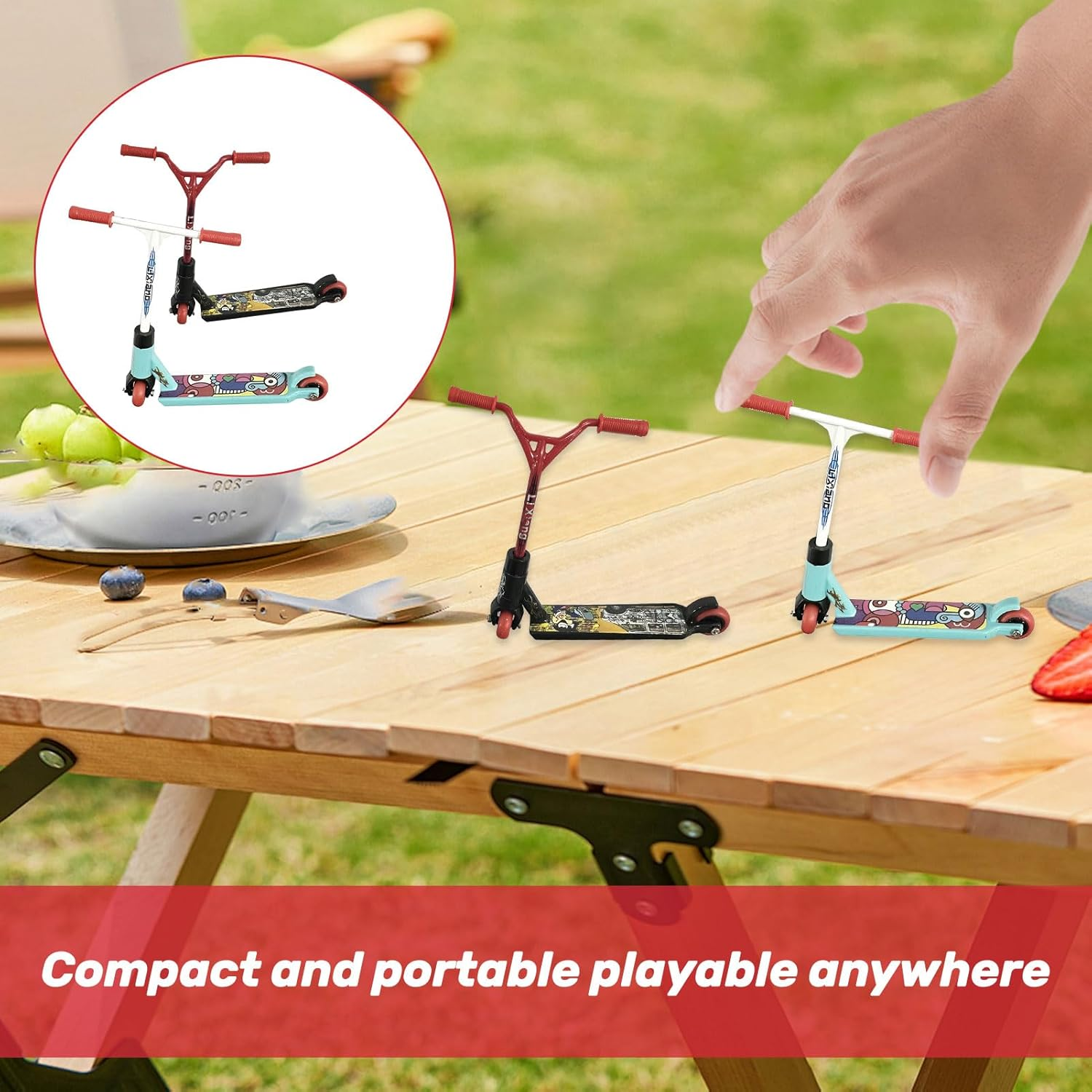 Tech Deck Scooter,2Pcs Finger Scooter,Plastic Tech Deck,Cute Mini Teck Deck,Finger Skateboards for Party/Finger Training/Birthday Gift/Finger Board/Finger Bike(Curved Front Red+Straight Front White) image number 4