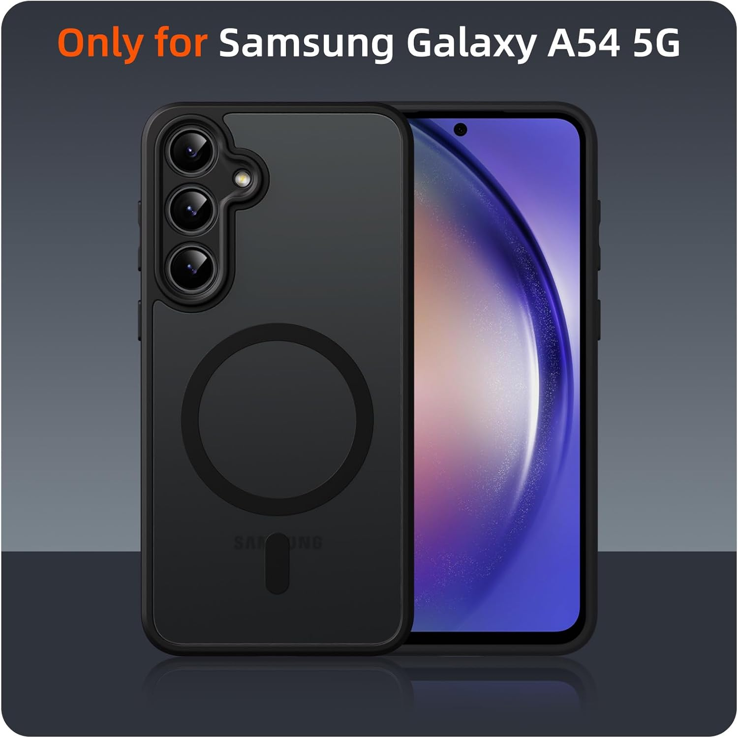 Pnakqil Magnetic for Samsung Galaxy A54 5G Case for Magsafe, Matt Translucent Mobile Phone Case for Samsung A54 with 2 Tempered Protection Glass, PC Hardness Back Scratch-Resistant Thin Matte Magnetic image number 6