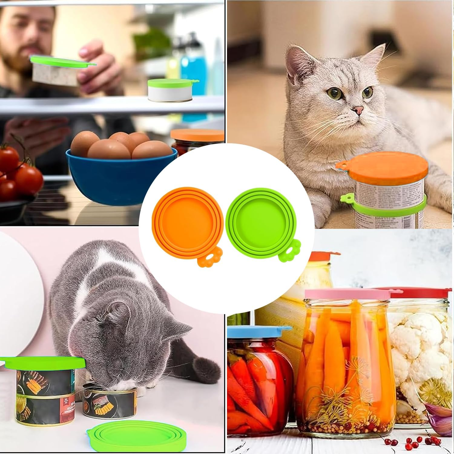 Ezranova Silicone Dog Cat Food Cans Lid for Pet Food Storage Lids for Dog Cat Food Cans Universal Size BPA Free Dishwasher Safe image number 2