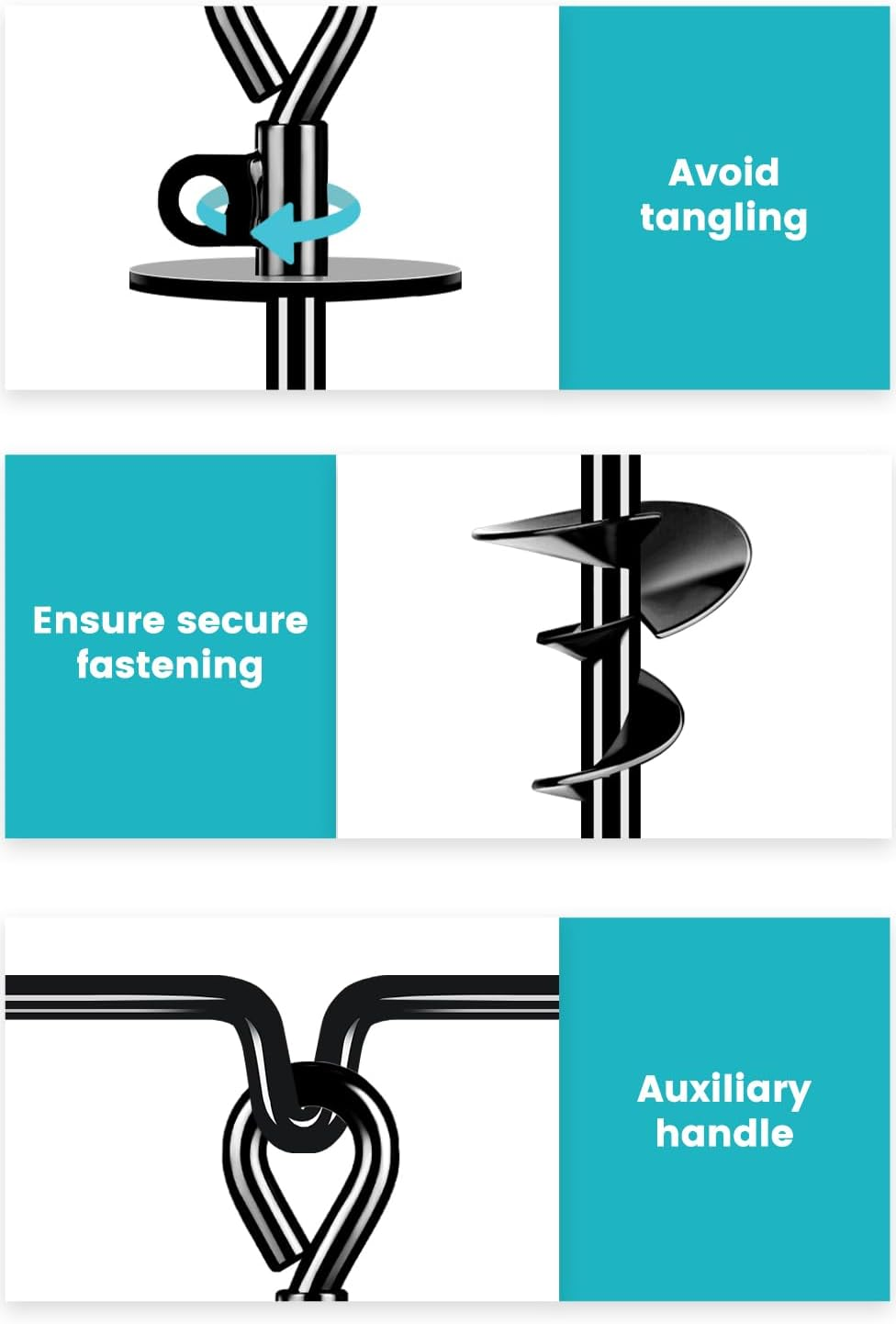 Tie Out Stake for Large Dogs up to 220 Lbs, Heavy Duty for Outside/Yard/Beach, 360&deg; Rotation No Tangling Anchor for Cable/Leads/Tether/Chain image number 3