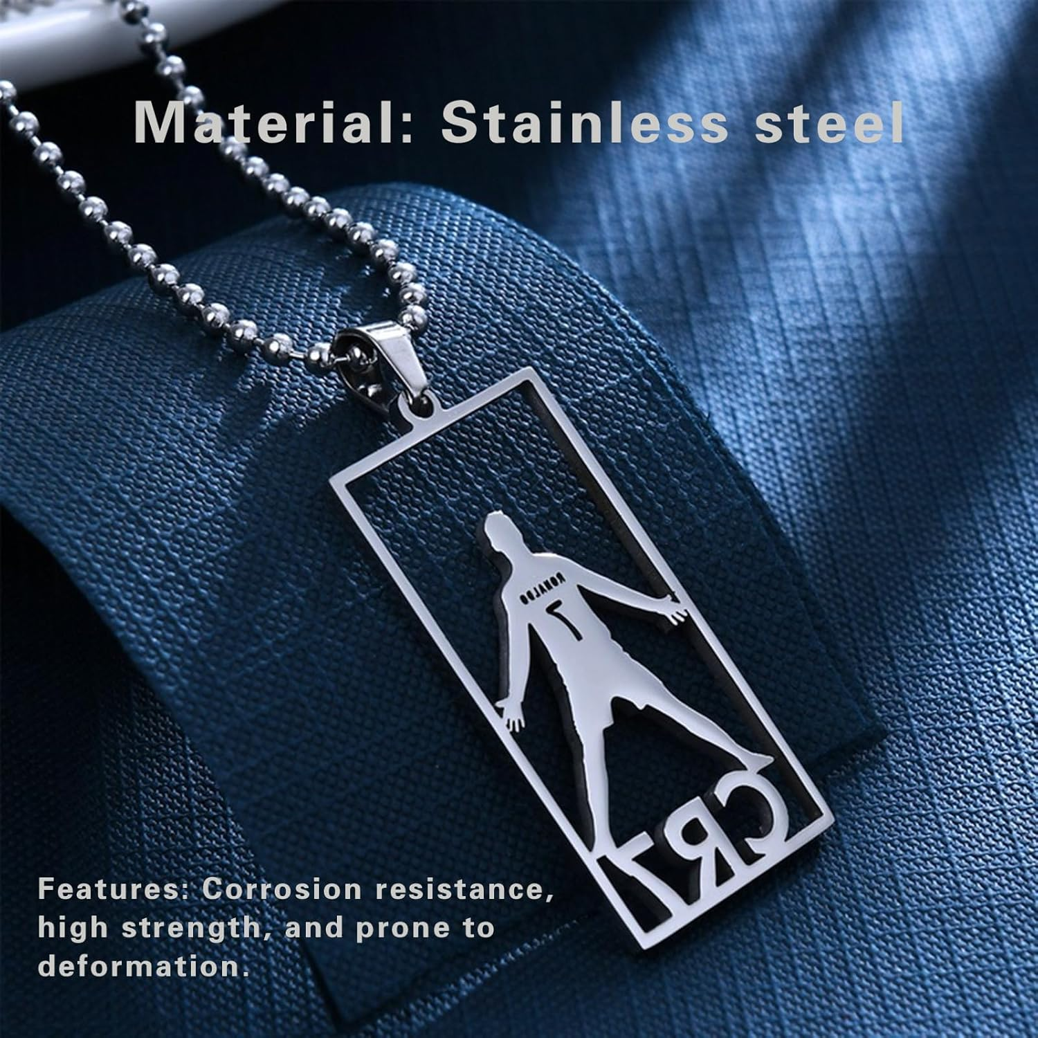 TOOGABBIE Football Star Bracelet Pendant Necklace Set, Adjustable Stainless Steel Necklace Silicone Football Bracelet for Men, Champions League Jewelry Football Fans image number 6