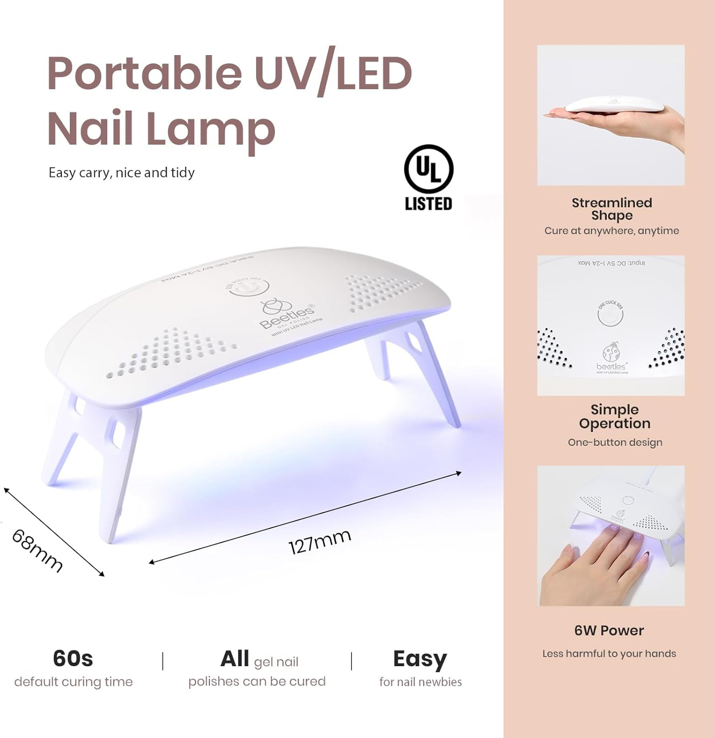 Beetles Gel Polish Gel Nail Polish Kit with Light Starter Kit Classic Elegance 6 Colors Glitter Nude Brownails Neutral Pink Gel Polish Soak off UV LED Nail Lamp Base Gel Top Coat DIY Home Manicure Women image number 6