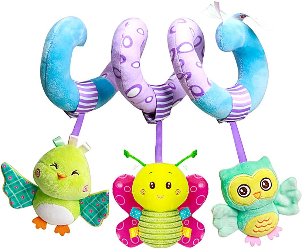 Baby Car Seat Toys with Hangings Rattle, Activity Spiral Plush Stroller Bar Crib Toy Accessories for Boy or Girl(Sky) image number 4