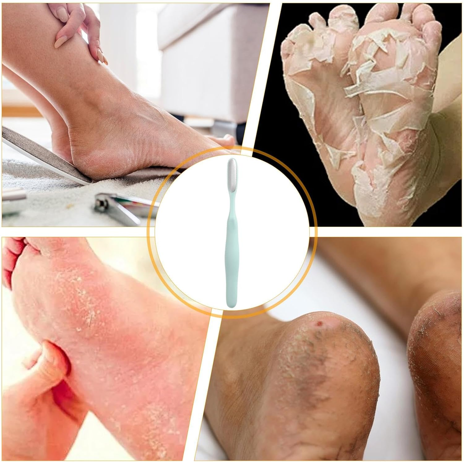Foot File - Callus Remover | Toe Gaps Cleaning Brush | Toe Crevice Cleaning Brush | Shower Foot Scrubber Skin Removal Foot File Callus Remover Long Handled Toe Brush for Wet and Dry Feet image number 3