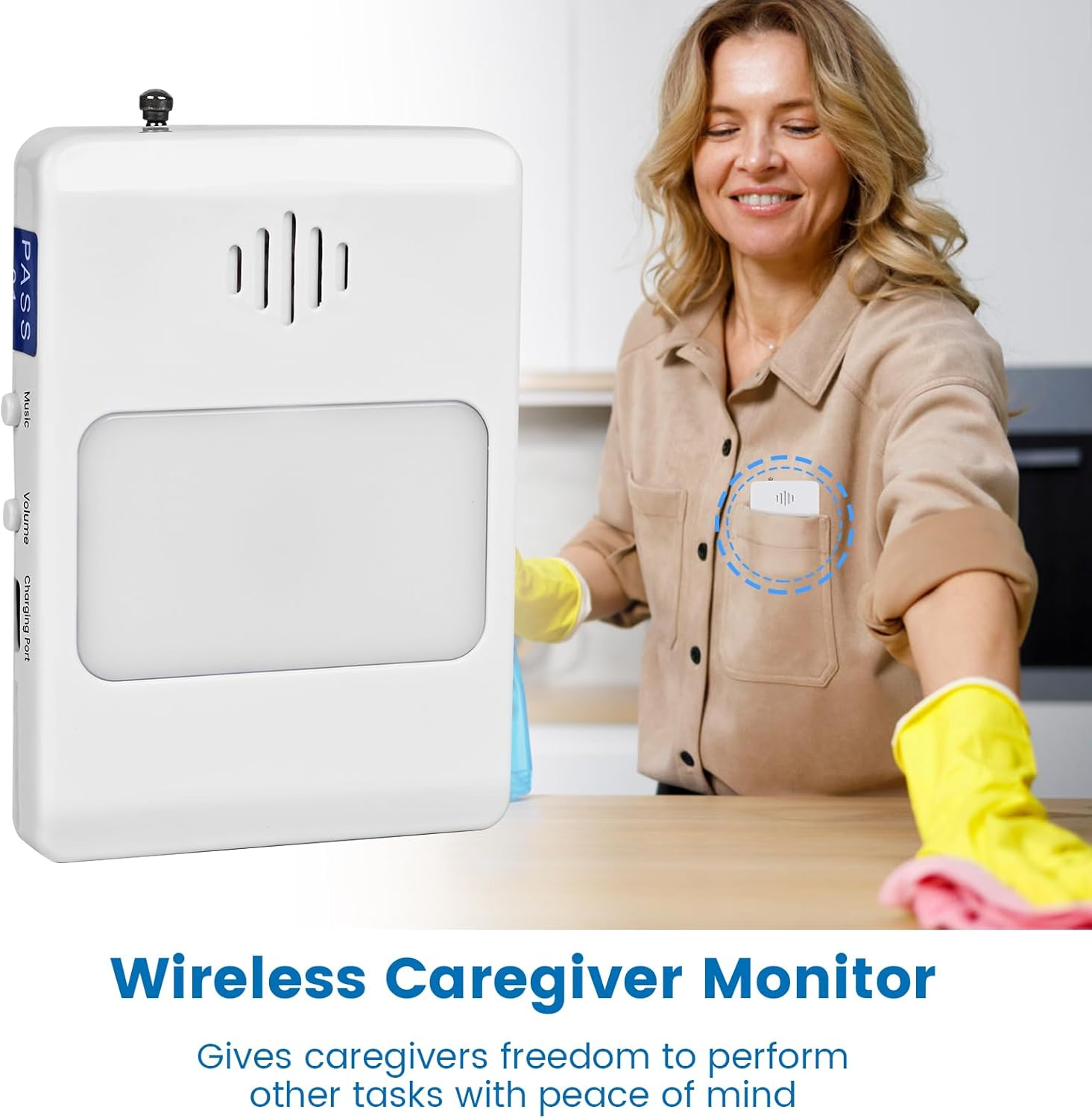 Bed Sensor Pad & Pager Bed Alarm for Elderly Adults Bed Pressure Sensor Pad with Alarm Dementia Patients Caregiver Fall Prevention for Elderly