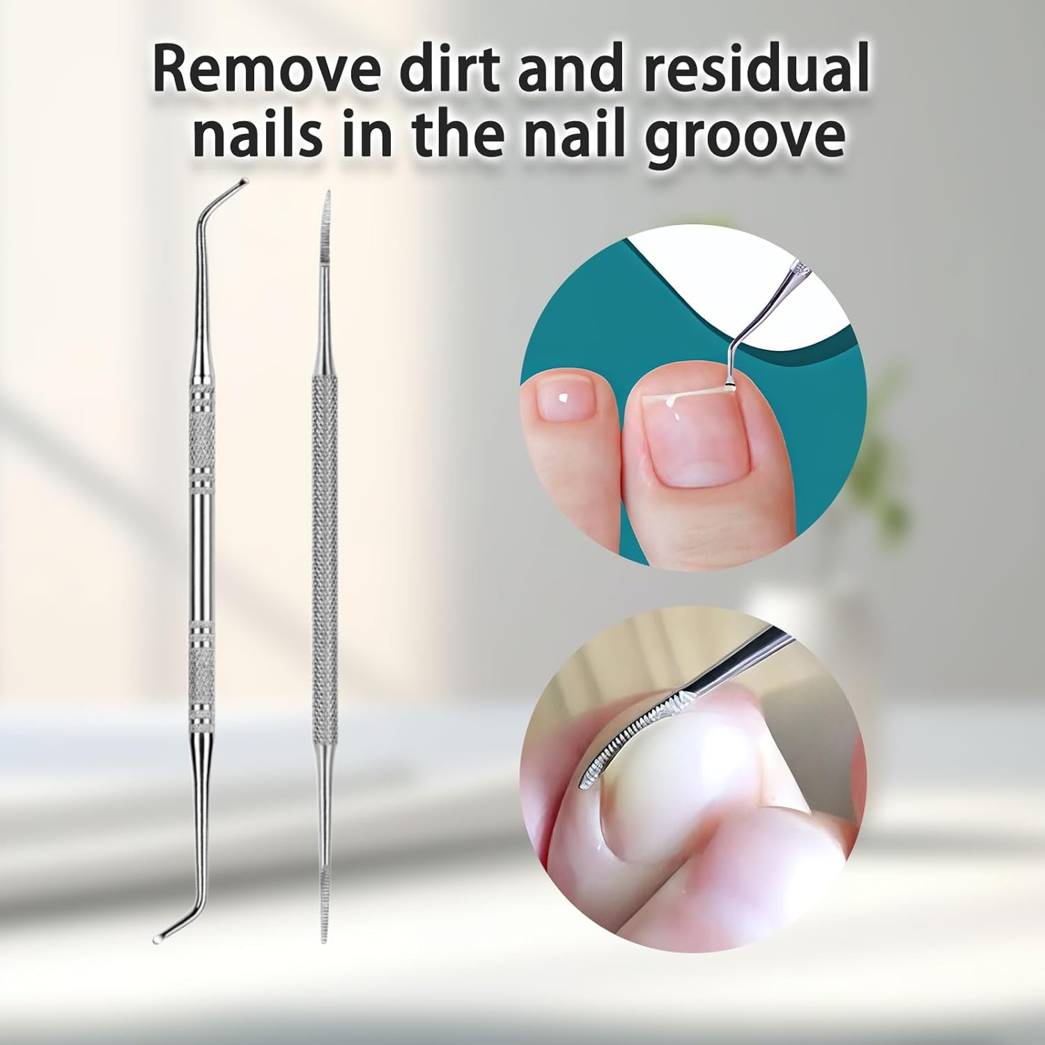 3Pcs Cuticle Remover, Stainless Steel Durable Pedicure and Nail Care Tools Cuticle Cutter, Pedicure Kit with Cuticle Push Rod, Steel Cuticle Cutter for Removing Barbs, Nails and Toenails image number 4