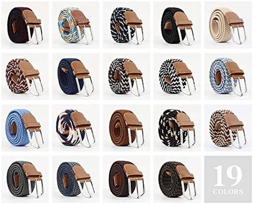 Bigood Womens Stretch Canvas Elastic Woven Braided Belts Dress Belt image number 5