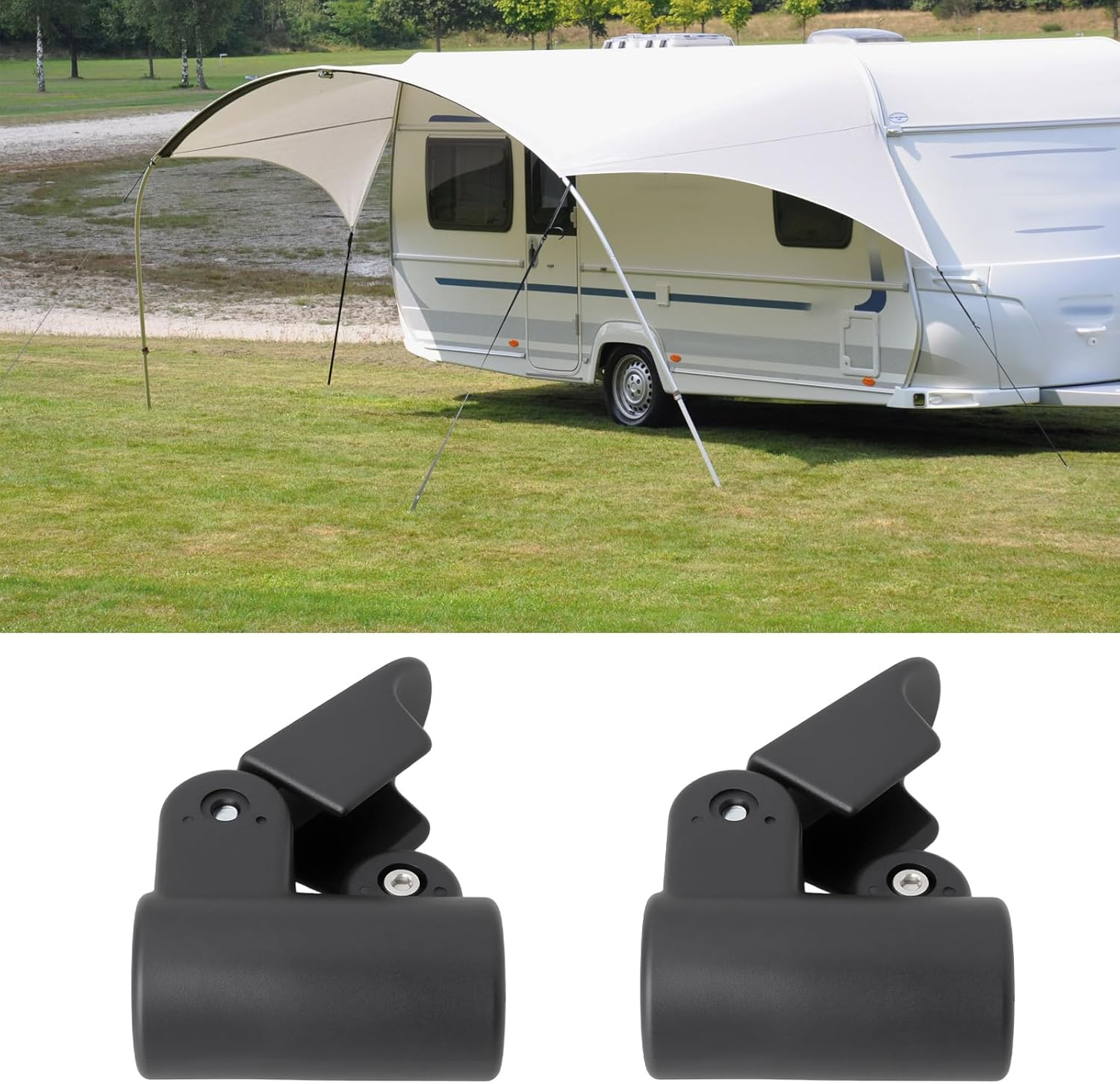 Create Idea 2Pcs 22-25Mm Awning Tent Pole Adjuster Clamp Grip for Caravan Motorhome Gray image number 5