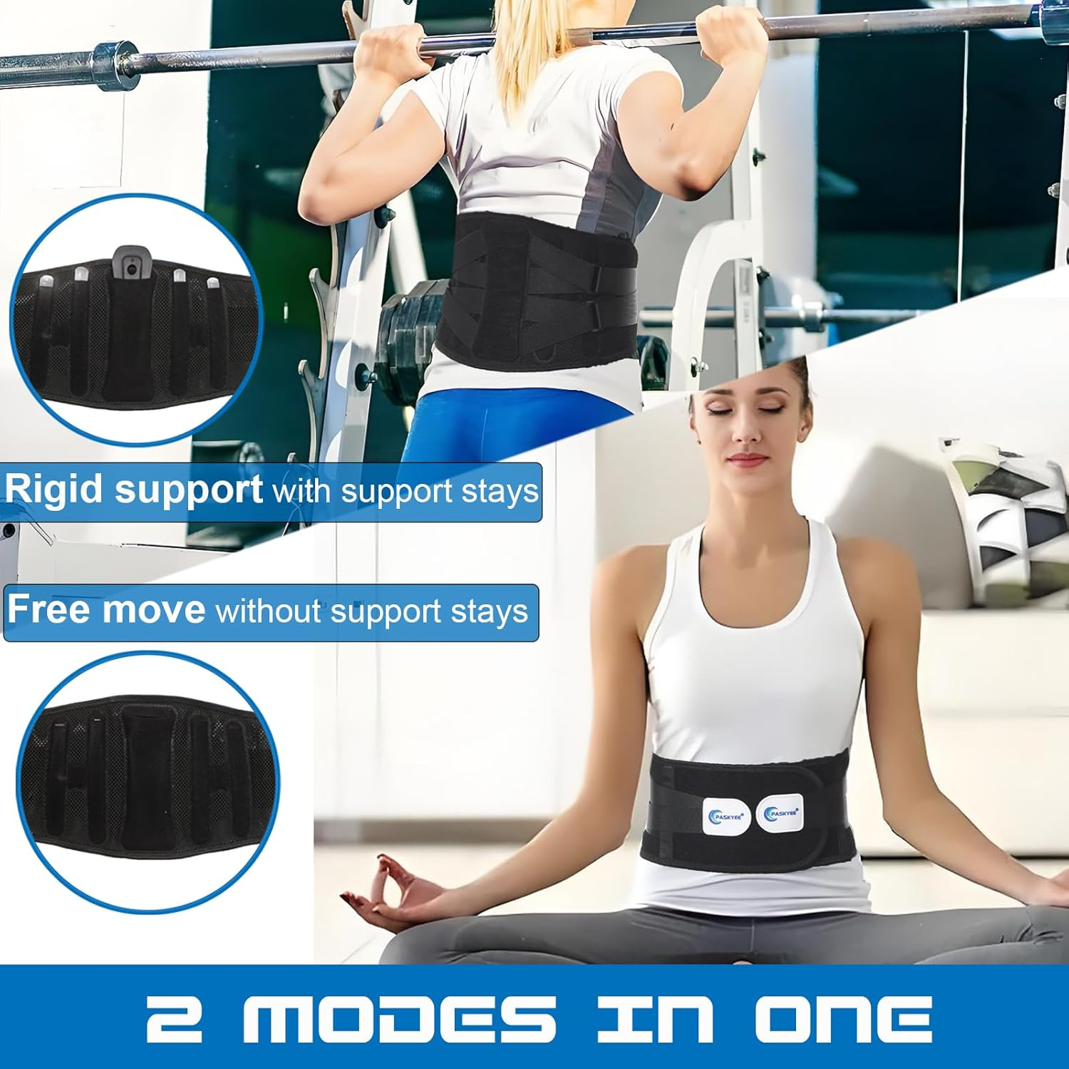 Paskyee Back Brace with Bionic Support System, Knitted Back Support Belt, Ergonomic Curved Spine Support for Women Men, Pain Relief from Lower Back, Sciatica, Herniated Disc, Scoliosis image number 4