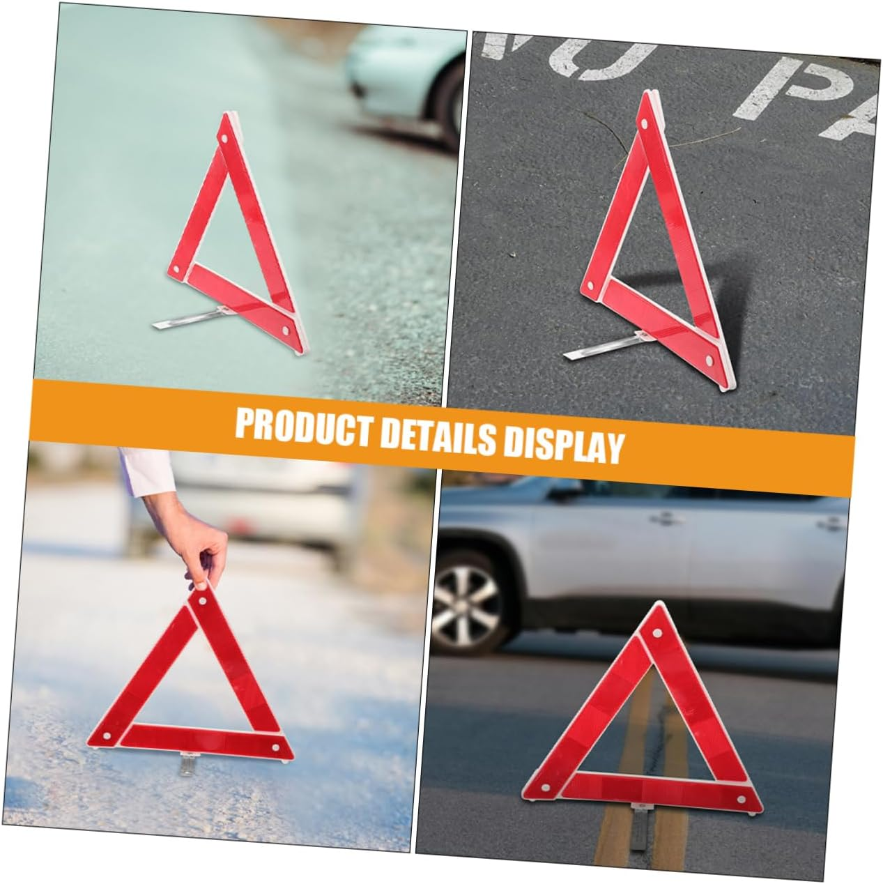 2Pcs Car Warning Triangle Reflective Safety Sign Emergency Roadside Safety Triangle for Cars image number 5