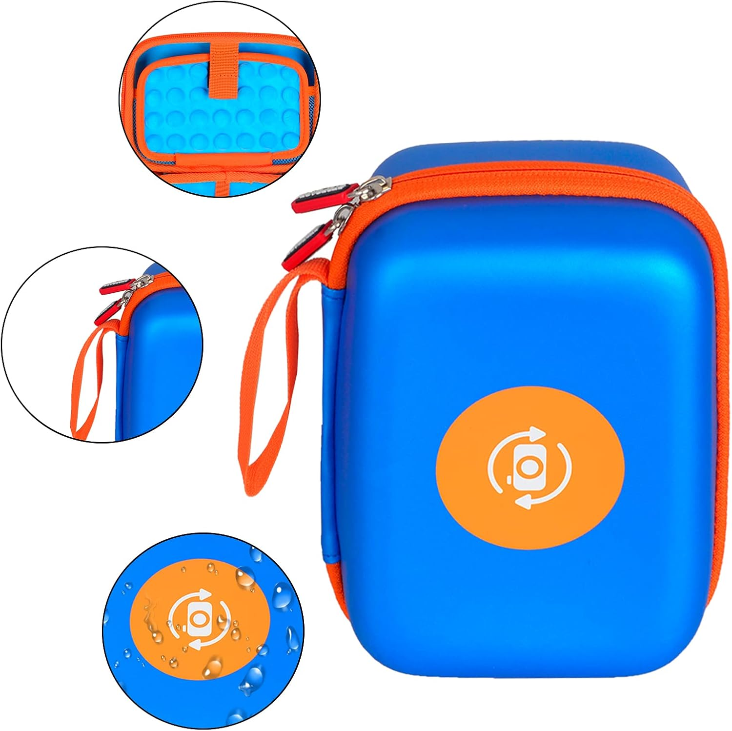 BTOPCASE Hard PU EVA Carrying Protective Storage Cover Case for VTECH Kidizoom Duo/Duo Dx/Duo Deluxe/Printcam/Twist/Pix Selfie Camera, (Blue Pu-Blue Villus Interior with Orange Zipper) - Red For Vtech Kidizoom Printcam Only image number 5