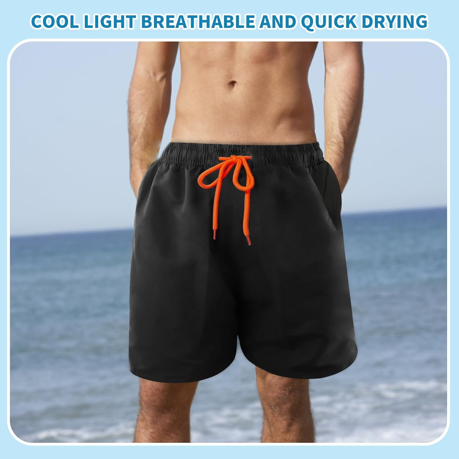 Eclove Men'S Swim Shorts, Men'S Swimming Trunks, Swimwear, Sports Shorts, Short Beach Shorts, Drawstring Training Shorts, Quick-Drying image number 1