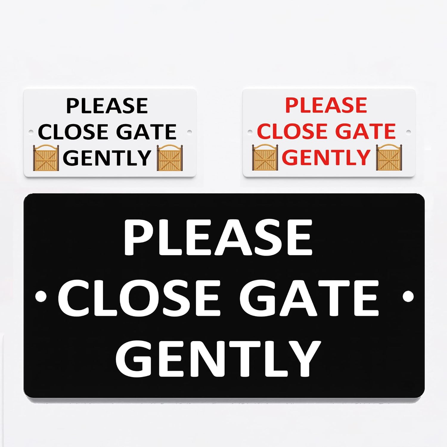 Please Close Gate Gently Sign Outdoor Plaque, Home&Garden Notice (Style 1(Black Text), with Self-Adhesive at Back)
