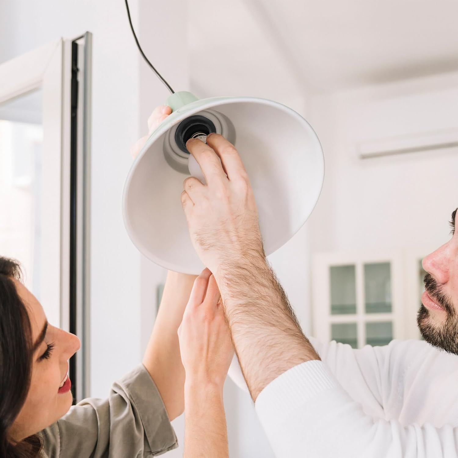 Housoutil Lamp Holder Fixing Rings 4 Pack E27 E26 Light Socket Collar Rings Replacement Parts for Pendant Table Floor Lamps Quick Installation and Heat Resistant image number 2