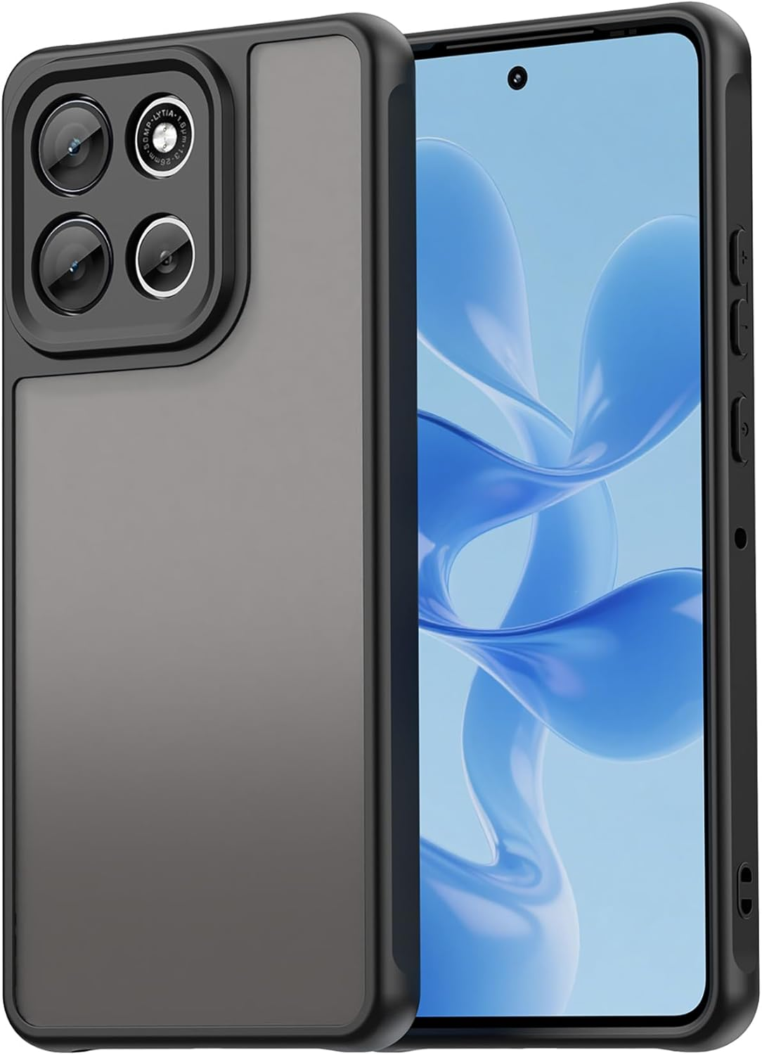 ILING Case for Motorola Moto G86 Power, Ultra Thin Shockproof Matte Skin Feel Hard PC Mobile Phone Case, Translucent Soft Silicone TPU Bumper Protective Case, Black